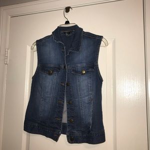 Dark Blue Sleeveless Denim Jacket